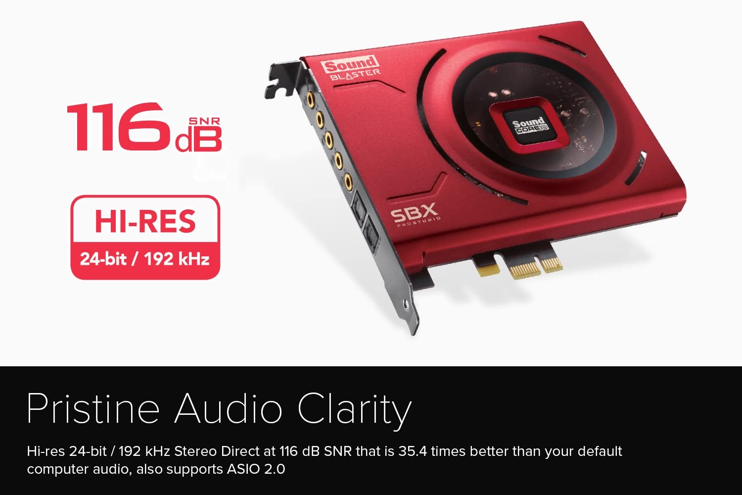 Creative Sound Blaster Z SE Internal PCI-e Gaming Sound Card and DAC, 24-bit / 192 kHz, 116 dB SNR, ASIO, 600Ω Headphones Amp, Mic EQ, Discrete 5.1 / Virtual 7.1, Supports Dolby Digital Live, DTS