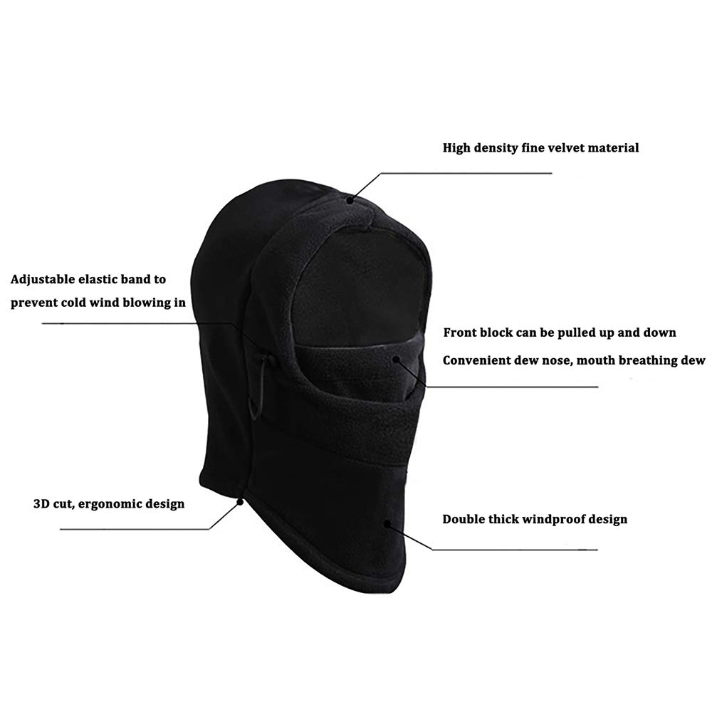 Balaclava Ski Mask 2 Pcs - Windproof Warmer Fleece Adjustable Winter Mask for Men Women