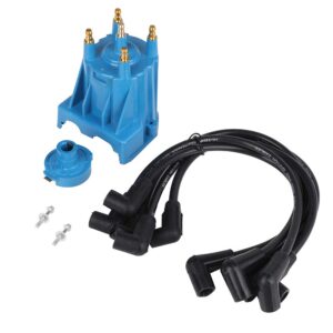 ignition tune up kit with distributor cap and rotor and spark plug wires set replacement for 3.0l 4cyl mercruiser engines made by gm with delco est ignition systems - replace 811635q2, 816761q14
