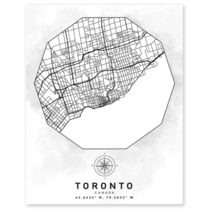 toronto canada aerial street map wall print - geography classroom decor