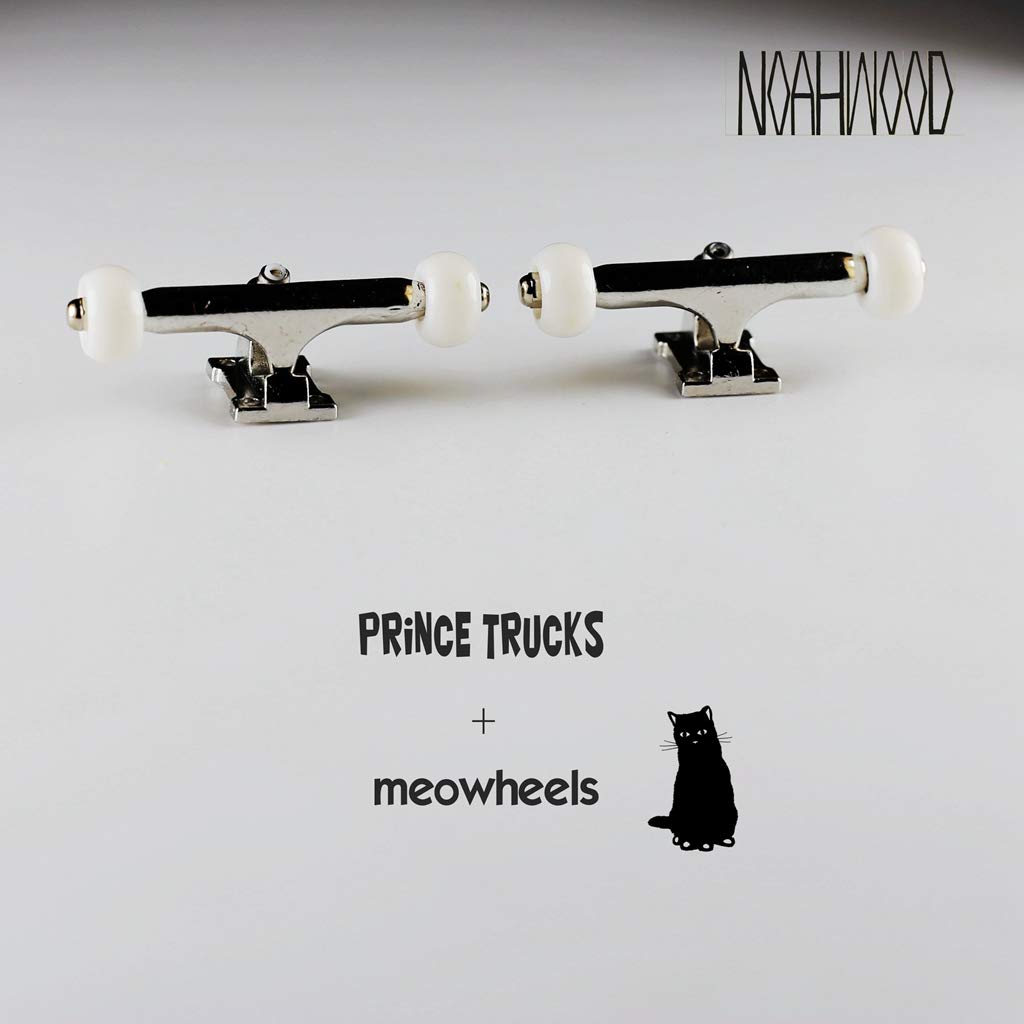 NOAHWOOD 8.0 Fingerboards Mini Skateboarding (NW8.0 360flip Deck) + (Update NW Prince 34mm Trucks) + (UpdateNW Black Logo Handmade White Wheels)(100x34mm) (Red Kite)