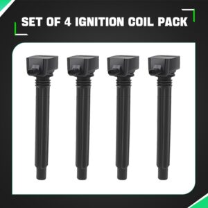 Ignition Coil Pack Set of 4 - Compatible with Chrysler 200 Fiat 500X Jeep Cherokee Renegade Compass Dodge Dart Ram ProMaster 2.4L 2013-2017 - Replaces UF751 UF754 68242286AA, 68080580AB, 0221504050