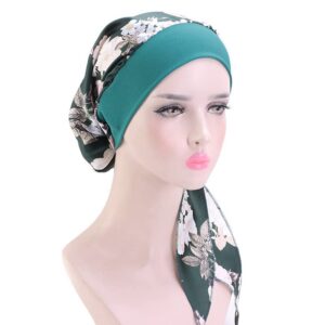 Pre Tied Head Scarves 3 Packed Slip On Beanies Chemo Covers Cap for Women (D6-Long Strap-3 Packed)