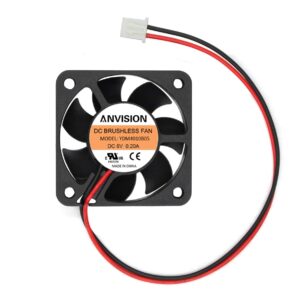 anvision 40mm x 10mm dc 5v brushless cooling fan, dual ball bearing, 2-pin