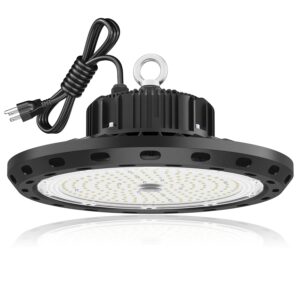 ufo led high bay light 200w 30000lm 0-10v dimmable ul certified driver 5000k ip65 waterproof ul approved 6' cable with us plug alternative to 800w mh/hps widely used for warehouse workshop factory