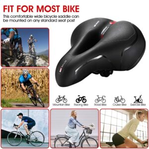 GREAN Comfortable Seat Cushion for Men Women with Dual Shock Absorbing Ball Memory Foam Waterproof Wide Bicycle Saddle Fit for Stationary/Exercise/Indoor/Mountain/Road Bikes