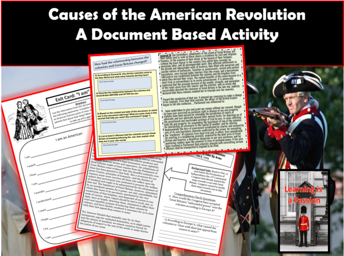 Causes of the American Revolution | Document Based Activity | Distance Learning