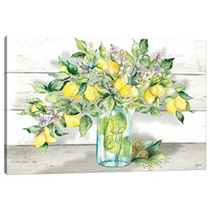 icanvas tss156 watercolor lemons in mason jar landscape canvas print by tre sorelle studios, 12" x 18" x 0.75" depth gallery wrapped