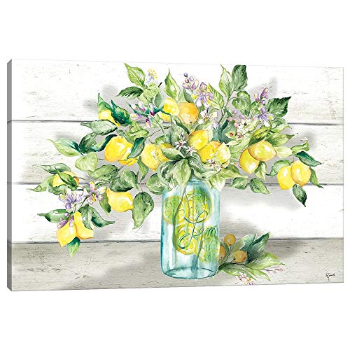 iCanvas TSS156 Watercolor Lemons in Mason Jar Landscape Canvas Print by TRE Sorelle Studios, 12" x 18" x 0.75" Depth Gallery Wrapped