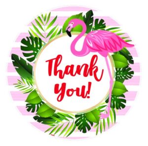 60 flamingo thank you stickers 1.5 inch - flamingo themed shower labels - flamingo thank you stickers - flamingo favors
