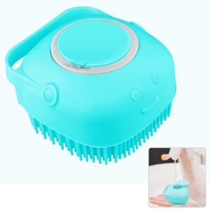 silicone exfoliating brushes & body scrubber with soap dispenser for shower,enhance blood circulation&deep cleansing bath loofah for babies, kids, women, men, and pets (blue)