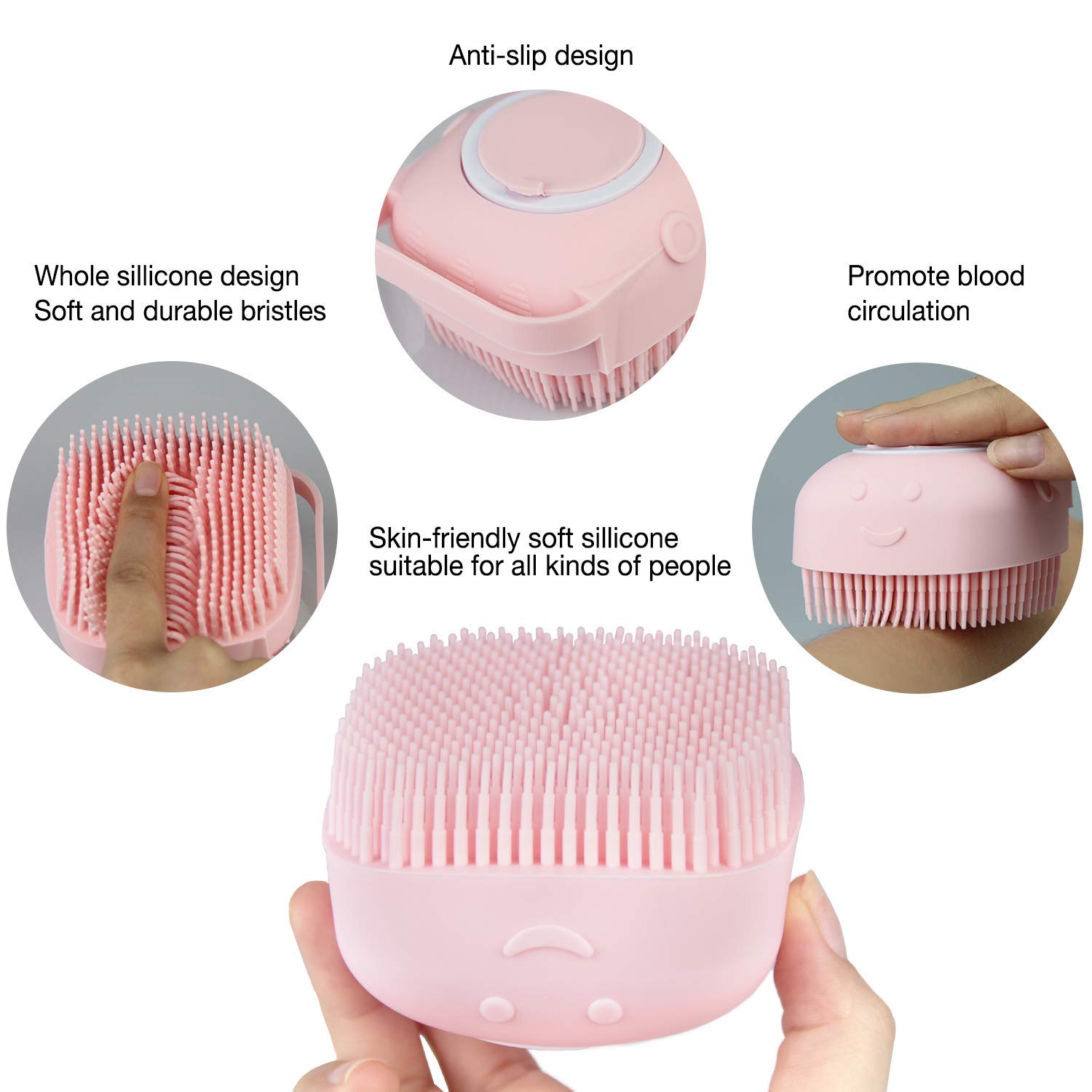 Silicone Exfoliating Brushes & Body Scrubber with Soap Dispenser for Shower,Enhance Blood Circulation&Deep Cleansing Bath Loofah for Babies, Kids, Women, Men, and Pets (Blue)