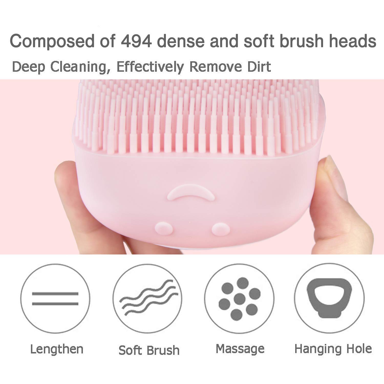 Silicone Exfoliating Brushes & Body Scrubber with Soap Dispenser for Shower,Enhance Blood Circulation&Deep Cleansing Bath Loofah for Babies, Kids, Women, Men, and Pets (Blue)