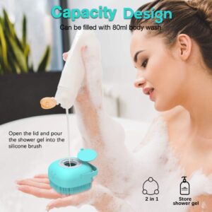 Silicone Exfoliating Brushes & Body Scrubber with Soap Dispenser for Shower,Enhance Blood Circulation&Deep Cleansing Bath Loofah for Babies, Kids, Women, Men, and Pets (Blue)