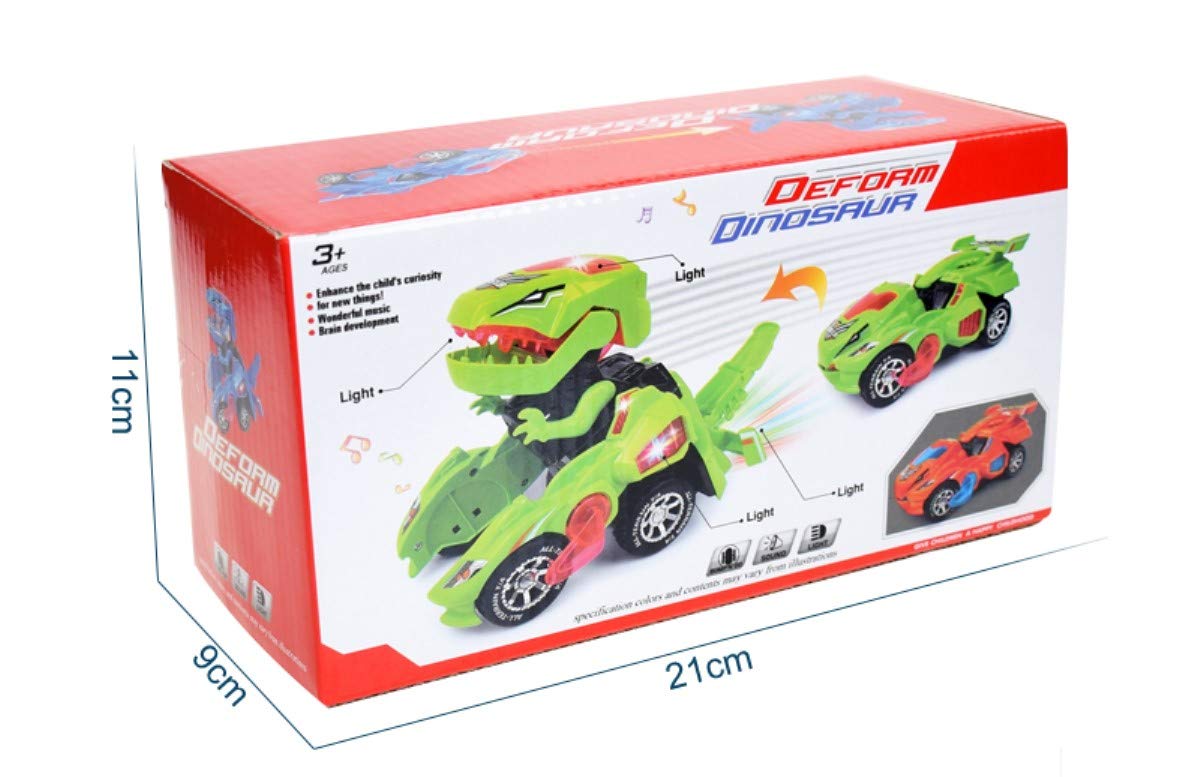 davidamy's gift Transforming Toy Dinosaur Cars, Dinosaur Car w/LED Light Sound, Aumatic Transformation Dinosaur Kids Toy (Blue)