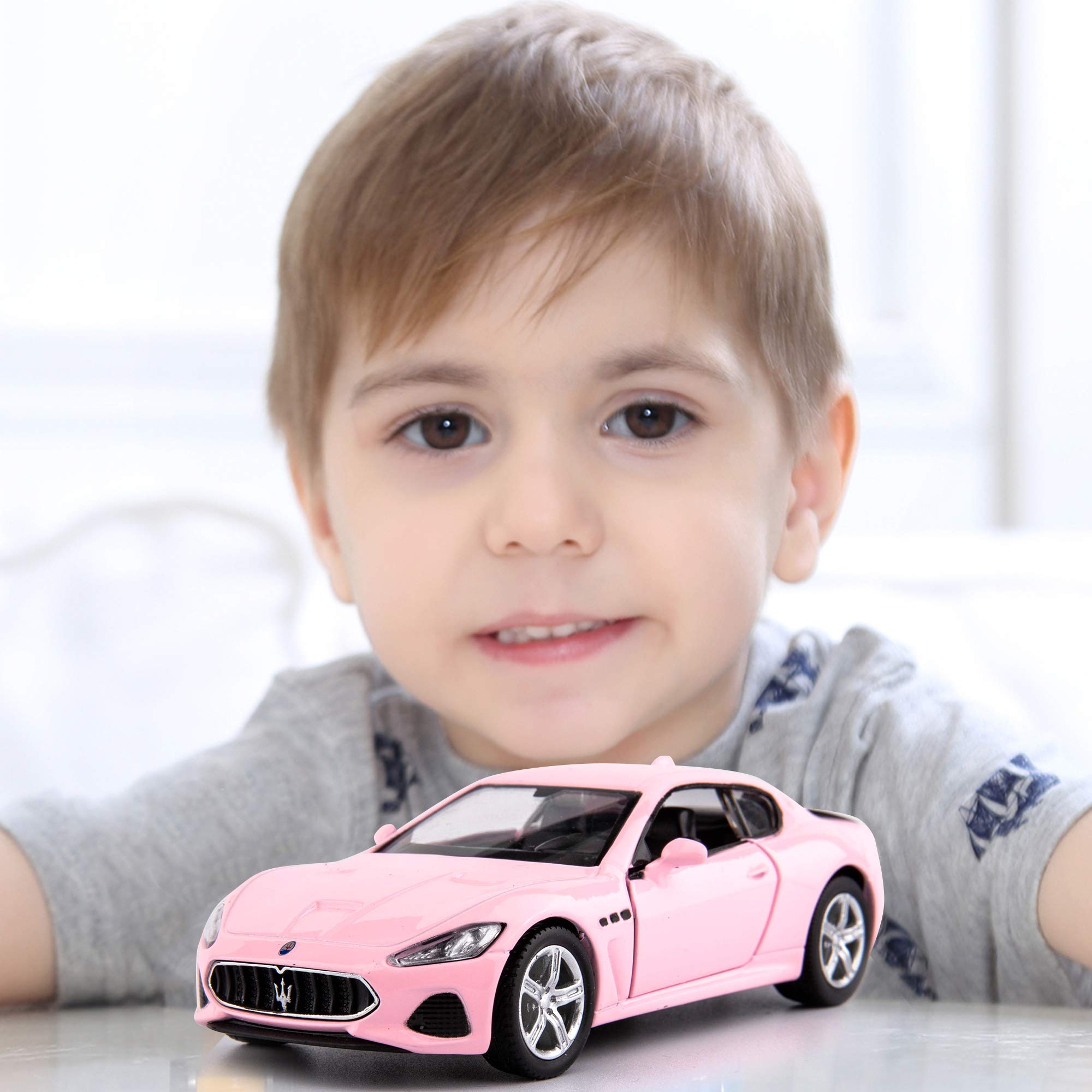 TGRCM-CZ 1/36 Scale Maserat GT Casting Car Model, Zinc Alloy Toy Car for Kids, Pull Back Vehicles Toy Car for Toddlers Kids Boys Girls Gift (Pink)