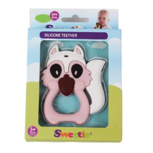 Sweetie TR032 Teether Teething Squirrel Toys Silicone Teething for Babies Silicone for Baby Teething (Pink)