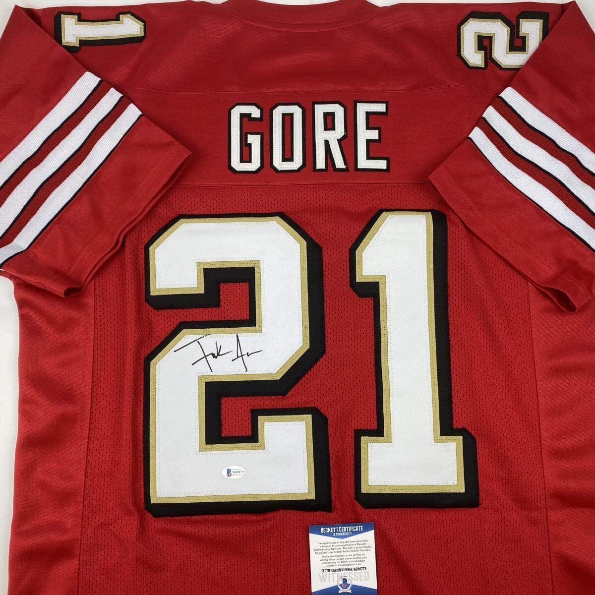 Autographed/Signed Frank Gore San Francisco Red Football Jersey Beckett BAS COA