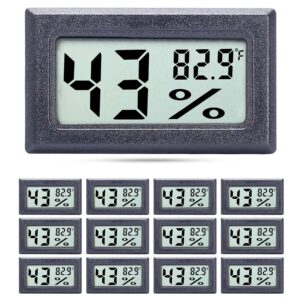 goabroa (12 pack) mini small hygrometer thermometer, digital indoor humidity gauge monitor with temperature meter sensor fahrenheit (℉)
