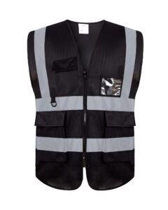 vicrr high visibility safety vest with reflective strips pockets, work vest for men & women