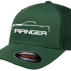 2019 2020 2021 Ford Ranger Supercab Truck Outline Design Flexfit Trucker Mesh Fitted Cap Forest