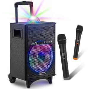 bluetooth karaoke machine for adults with 2 wireless microphones, portable karaoke speaker with disco lights, gifts for kids, boys & girls