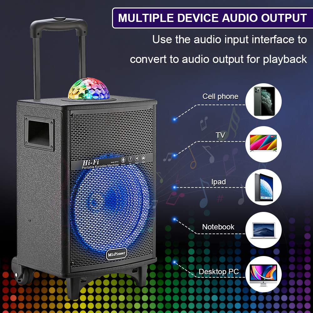 Bluetooth Karaoke Machine for Adults with 2 Wireless Microphones, Portable Karaoke Speaker with Disco Lights, Gifts for Kids, Boys & Girls