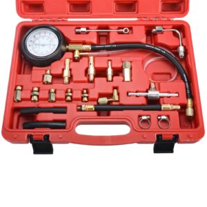 KUNTEC 0-140PS Fuel Injection Pressure Tester Gauge Kit Gasoline Gas Fuel Oil Injector Test Set for Auto Truck SUV Motorcycle