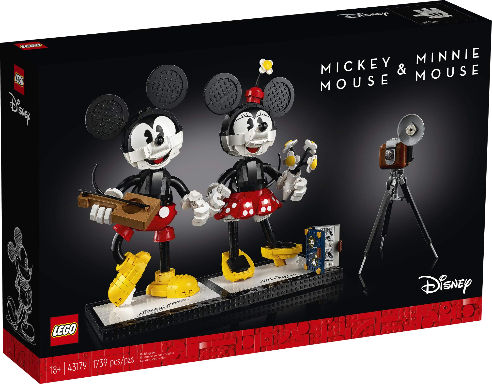 LEGO Disney Mickey Mouse & Minnie Mouse Buildable Characters (43179), Classic-Style Mickey Mouse Collectible Adult Building Kit, New 2021 (1,739 Pieces)