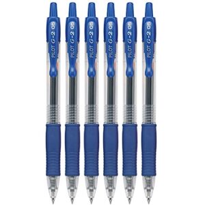 pilot g2 retractable rollerball gel pens, extra fine point, 0.5mm, blue ink, 6 count