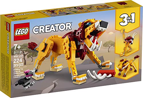 LEGO Creator 3in1 Wild Lion 31112 3in1 Toy Building Kit Featuring Animal Toys for Kids, New 2021 (224 Pieces)