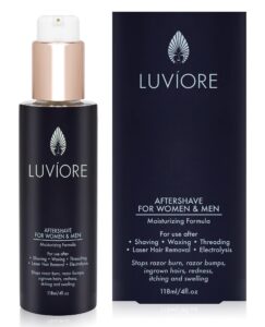 luviore ingrown hair treatment solution (4 oz) - after shave for women & men - ingrown hair treatment for bikini area - razor burn treatment women bikini - moisturizing serum for women & men