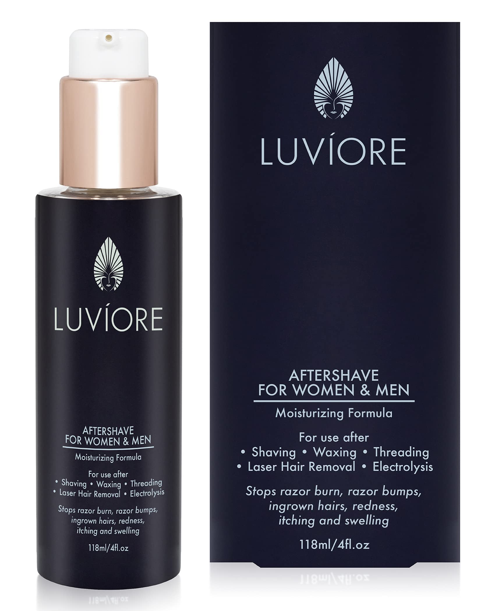 LUVIORE Ingrown Hair Treatment Solution (4 oz) - After Shave for Women & Men - Ingrown Hair treatment for bikini area - razor burn treatment women bikini - Moisturizing Serum for Women & Men