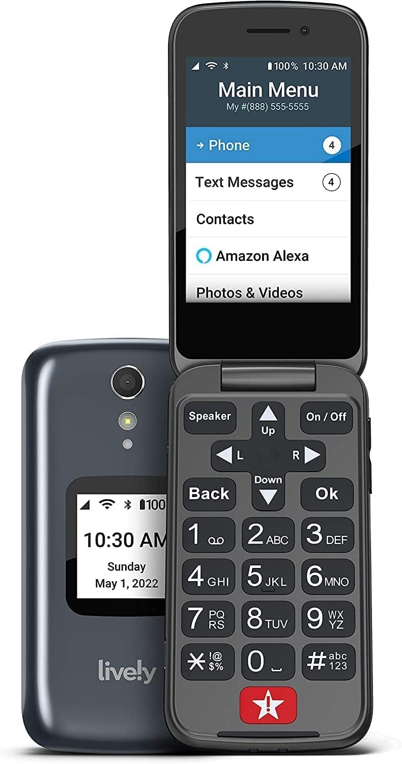 LIVELY Jitterbug Flip2 - Flip Cell Phone for Seniors - Not Compatible with Other Wireless Carriers - Must Be Activated with Lively Phone Plan - Graphite Flip Phone