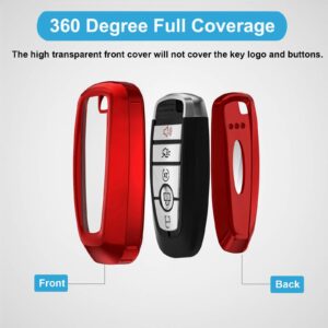 Key Fob Cover Case for Ford Soft TPU Key Holder Full Coverage Car Key Protector with Leather Keychain Lanyard for Ford Explorer Mustang Fusion Escape F150 F250 F350 F450 F550 Edge, Red