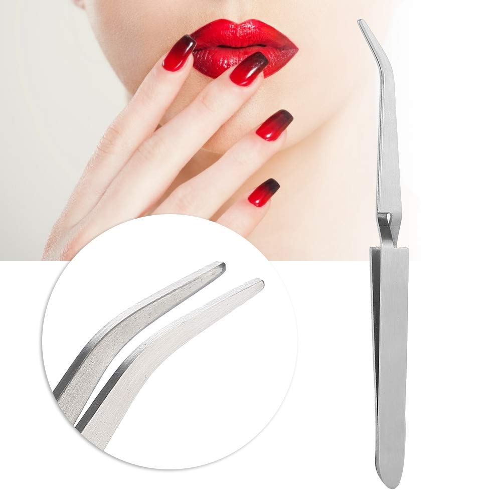 Handle Stainless Steel Nail Tweezers, Shaping Tweezer Clip Nail Art Tweezers, for Remover