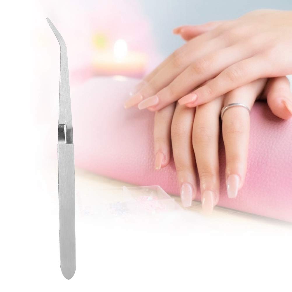 Handle Stainless Steel Nail Tweezers, Shaping Tweezer Clip Nail Art Tweezers, for Remover