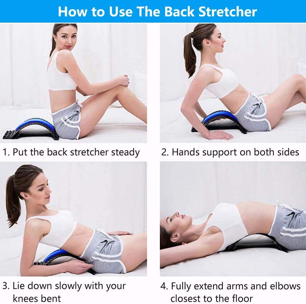 Back Stretcher for Pain Relief, Spine Aligner for Chair & Bed with Massager, Back Cracking Device, Lumbar Stretcher for Spinal Decompression, Scoliosis, Sciatica and Herniated Disc