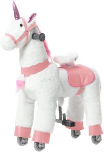 ponyeehaw walking horse ride on toy plush animal pink unicorn small size for ages 3-6 years