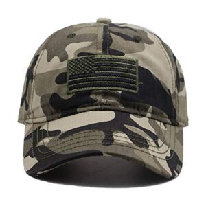 manmesh hatt american flag embroidered hat, adjustable washed distressed camo baseball cap for men women (american flag camouflage green, one size)