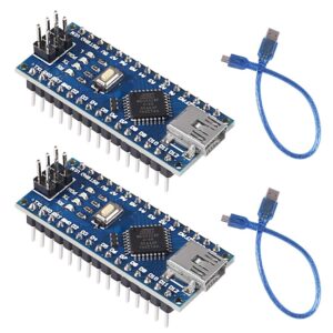 almocn 2pcs for nano v3.0 module atmega328p 5v 16mhz ch340g chip microcontroller development board usb cable for arduino