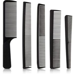 5 pieces hair cutting comb barber comb hair styling combs fine teeth carbon comb set anti static heat resistant hairdressing tapered comb for men women (classic combs)