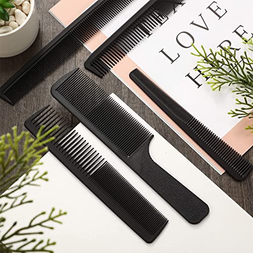 5 Pieces Hair Cutting Comb Barber Comb Hair Styling Combs Fine Teeth Carbon Comb Set Anti Static Heat Resistant Hairdressing Tapered Comb for Men Women (Classic Combs)
