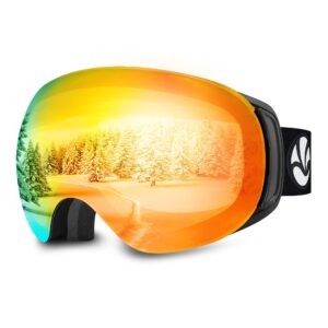 vanrora ski goggles pro, frameless interchangeable lens snowboard goggles 100% uv protection anti fog for men women youth