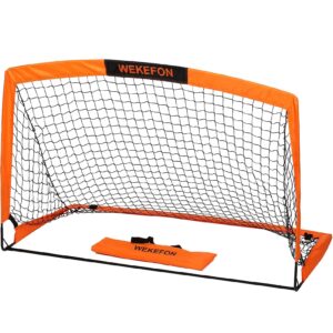 wekefon soccer goal, 5' x 3.1' portable soccer net with carry bag for backyard games and training for kids and youth soccer practice