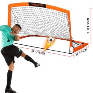 WEKEFON Soccer Goal, 5' x 3.1' Portable Soccer Net with Carry Bag for Backyard Games and Training for Kids and Youth Soccer Practice