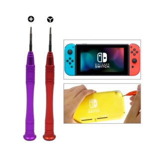 triwing screwdriver compatible with nintendo switch, emien 2.0mm phillips 1.5mm y00 tri-point tri wing tip screwdriver kit compatible with nintendo switch joy-con and consoles repair