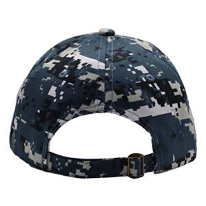 MANMESH HATT USA American Flag Embroidered Hat, Adjustable Washed Distressed Baseball Cap for Men Women (American Flag Camouflage Dark Blue, one Size)