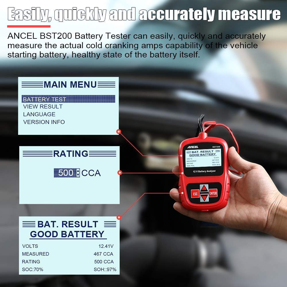 ANCEL FX3000 Automotive OBD II Scanner Check Engine Transmission SRS ABS EPB Oil Service Light Reset SAS ABS BMS Scan Tool with ANCEL BST200 12V Car Battery Load Tester