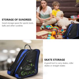 BESPORTBLE Skate Shoes Bag Triangle Roller Skate Bag Large Capacity Quad Skate Shoe Bag Skating Handbag for Inline Ice Skates Blue